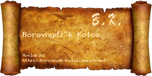 Borovnyák Kolos névjegykártya